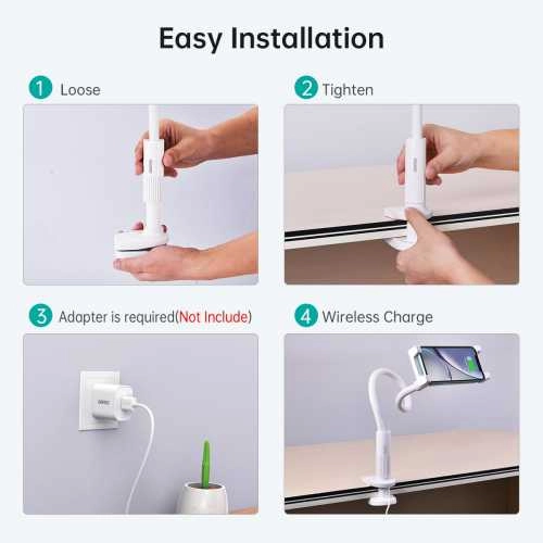 Suport reglabil de birou pentru 4.7-9.7 inch telefon/tabletă și încărcare wireless alb Choetech T584-F-101WH – IoElectronice.ro [3]