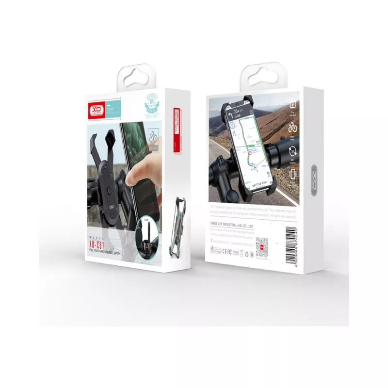 Suport Telefon Negru pentru Bicicletă XO-C51 – Compatibil Universal, Fixare pe Ghidon [2]