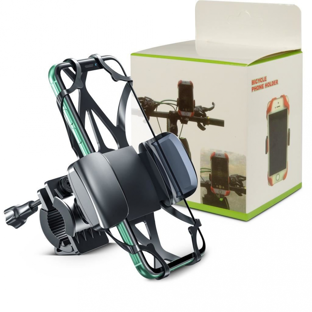 Suport telefon pentru bicicletă negru Inter-Tech MTH-200, compatibil 4.5-7 inch, rotire 360°, ajustare verticală, prindere sigură [7]