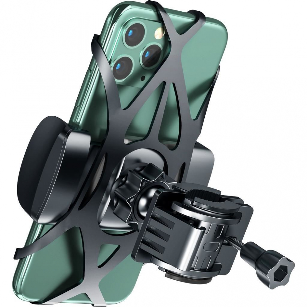 Suport telefon pentru bicicletă negru Inter-Tech MTH-200, compatibil 4.5-7 inch, rotire 360°, ajustare verticală, prindere sigură [3]