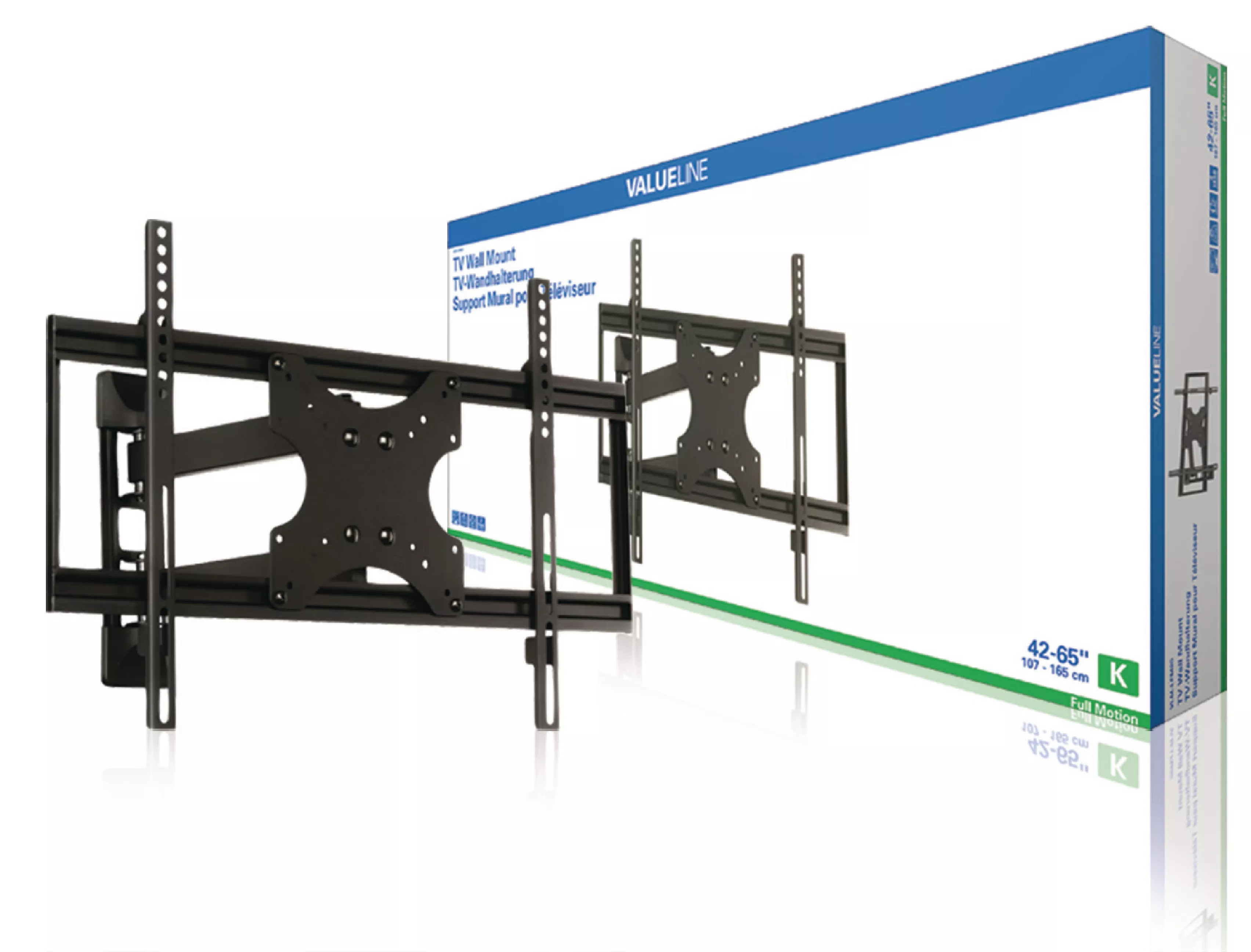 Suport TV Full Motion 42-65" Negru, Reglabil, Pentru Perete, Max. 50kg, Valueline [2]