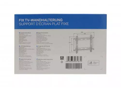 Suport TV LCD Fix de Perete 13"-43", Otel, VESA 75x75–200x200, 20mm, Max 27kg, Negru [4]