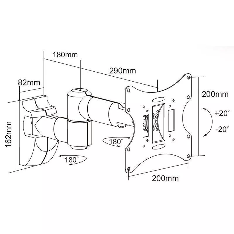 Suport TV LED 23-42 inch 30Kg SILVER Cabletech [2]