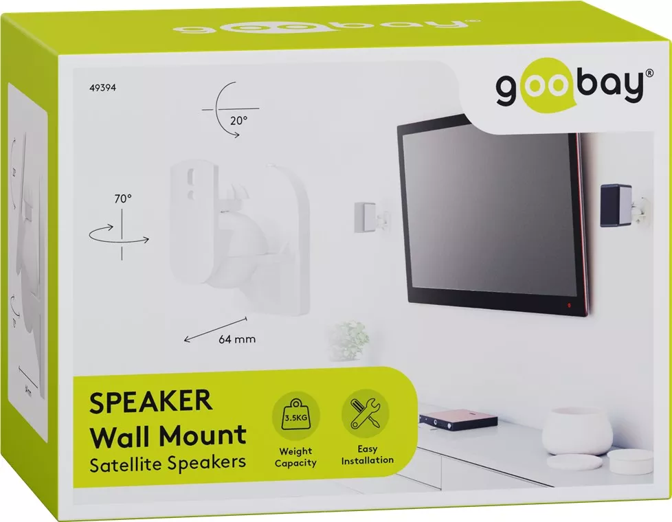 Suporti difuzoare universal 2buc Goobay pe perete reglabil 3.5kg alb – IoElectronice.ro [8]