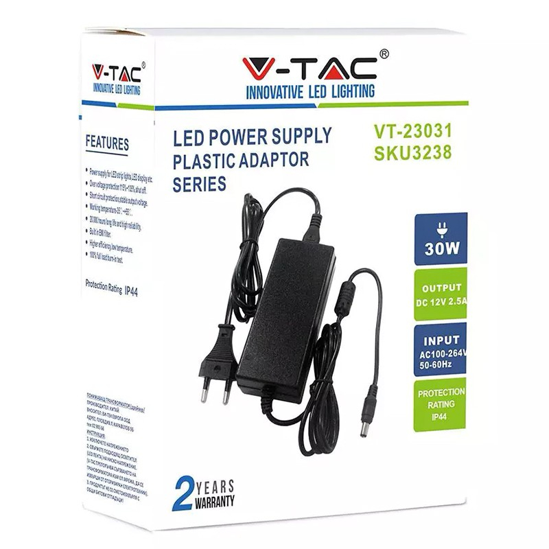 Sursă Alimentare LED 12V 2.5A 30W – Putere, Siguranță și Eficiență pentru Banda LED V-TAC [2]