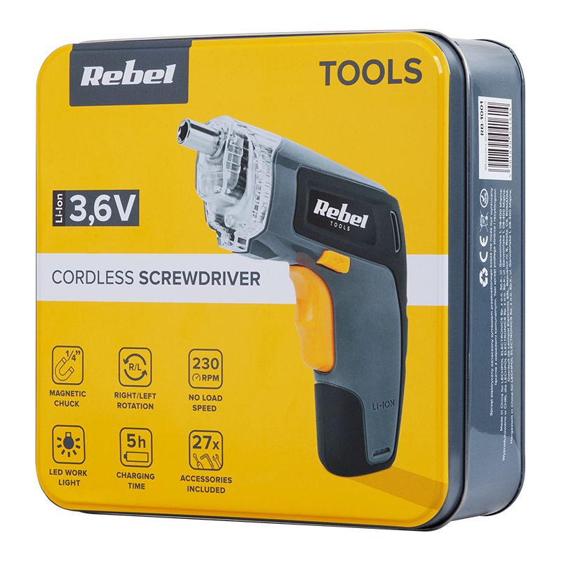 Șurubelniță cu acumulator 3.6V 1300mAh 27 capete REBEL RB-1001 – IoElectronice.ro [8]