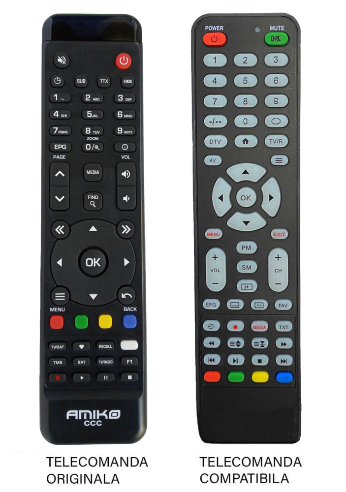 **Titlu imagine SEO:**  Telecomanda compatibilă pentru receptor Amiko CCC (478) – Înlocuitor perfect pentru telecomanda originală [1]