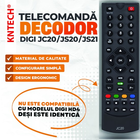 Telecomandă DIGI JC20 JS20 JS21 Satelit + Baterii Incluse Cadou [2]