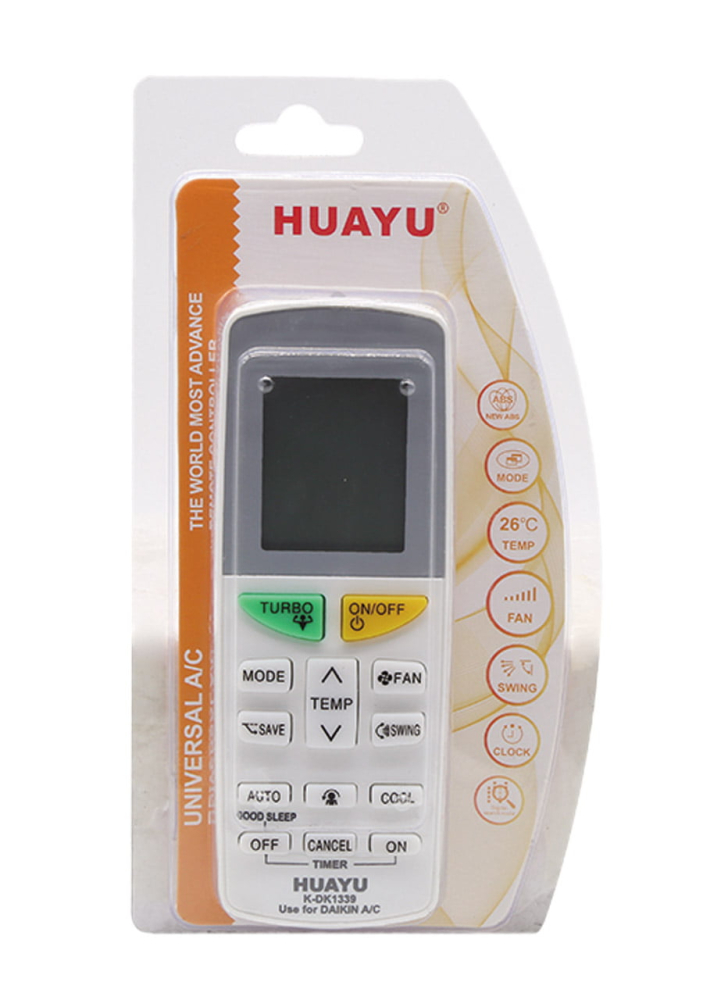 Telecomandă Universală Aer Condiționat Daikin - K-DK1339 HUAYU, compatibilă cu modele Daikin, afișaj digital, funcționează cu 2 baterii AAA [3]