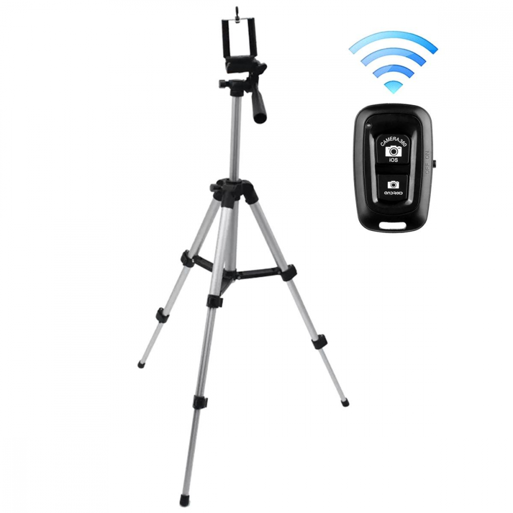 Trepied fotografic din aluminiu, compact cu suport mobil 3D + Telecomandă Bluetooth – Stabilitate și versatilitate pentru fotografiile tale [4]
