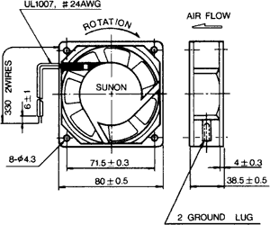 Ventilator AC axial 230VAC 80x80x38mm 31dBA SUNON SF23080A2083HSL.GN [2]