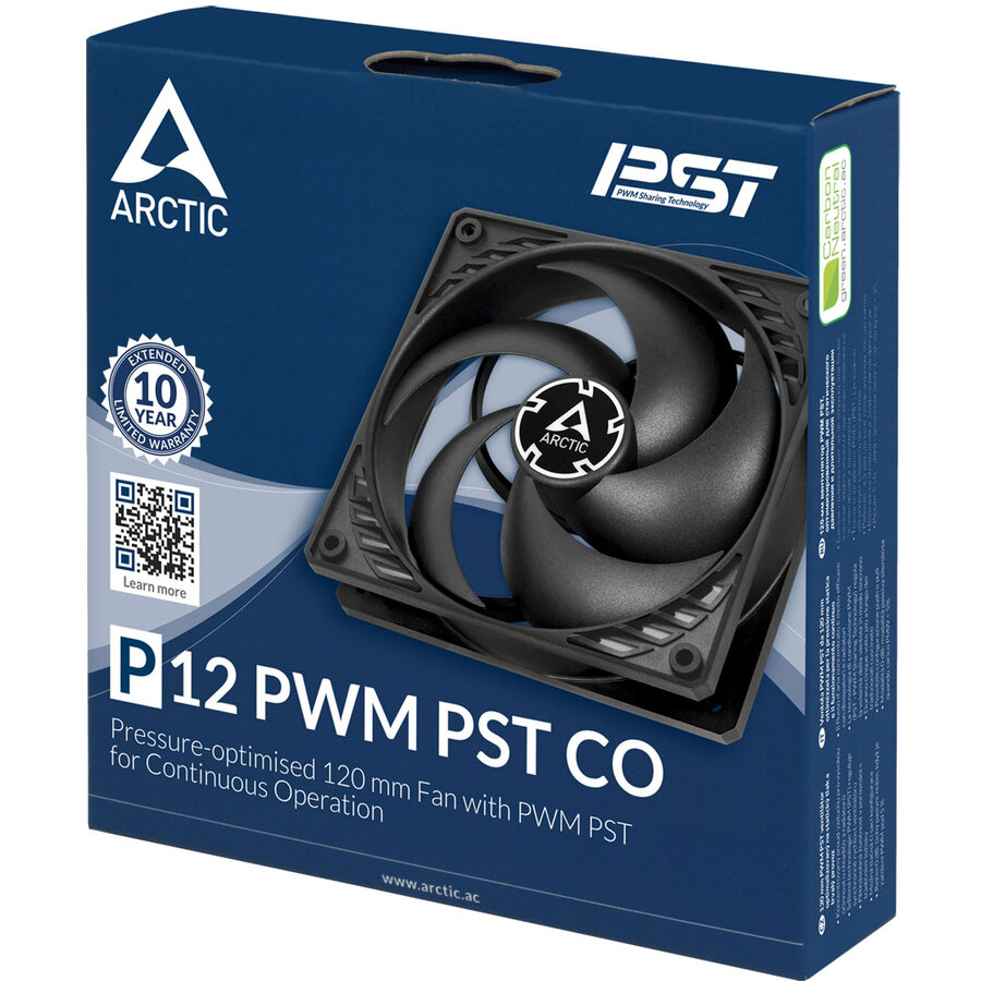 Ventilator ARCTIC P12 PWM PST CO 120mm, 200-1800 RPM, Fluid Dynamic Bearing, 4-Pin, Negru, Zgomot Redus [2]