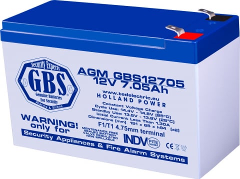 Electrice - Acumulator AGM VRLA 12V 7.05Ah, terminal F1, pentru sisteme de securitate și echipamente specializate