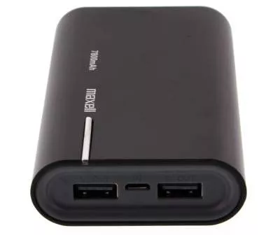 Acumulator extern PowerBank 7800mAh negru Maxell cu conector USB micro și USB A, tensiune 5V. [1]