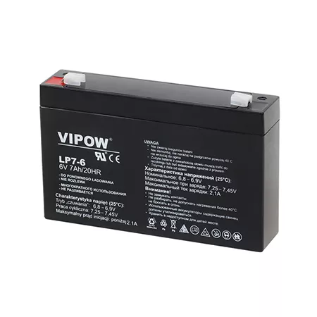 Acumulator - Acumulator gel plumb 6V 7Ah VIPOW, tip SLA/AGM, cu garanție de 6 luni, ideal pentru aplicații diverse.