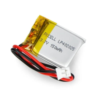 Electrice - Acumulator Lithium Polymer AKYGA 21461, 150mAh, 3.7V, conector JST, dimensiuni 27x20.5x4.3mm