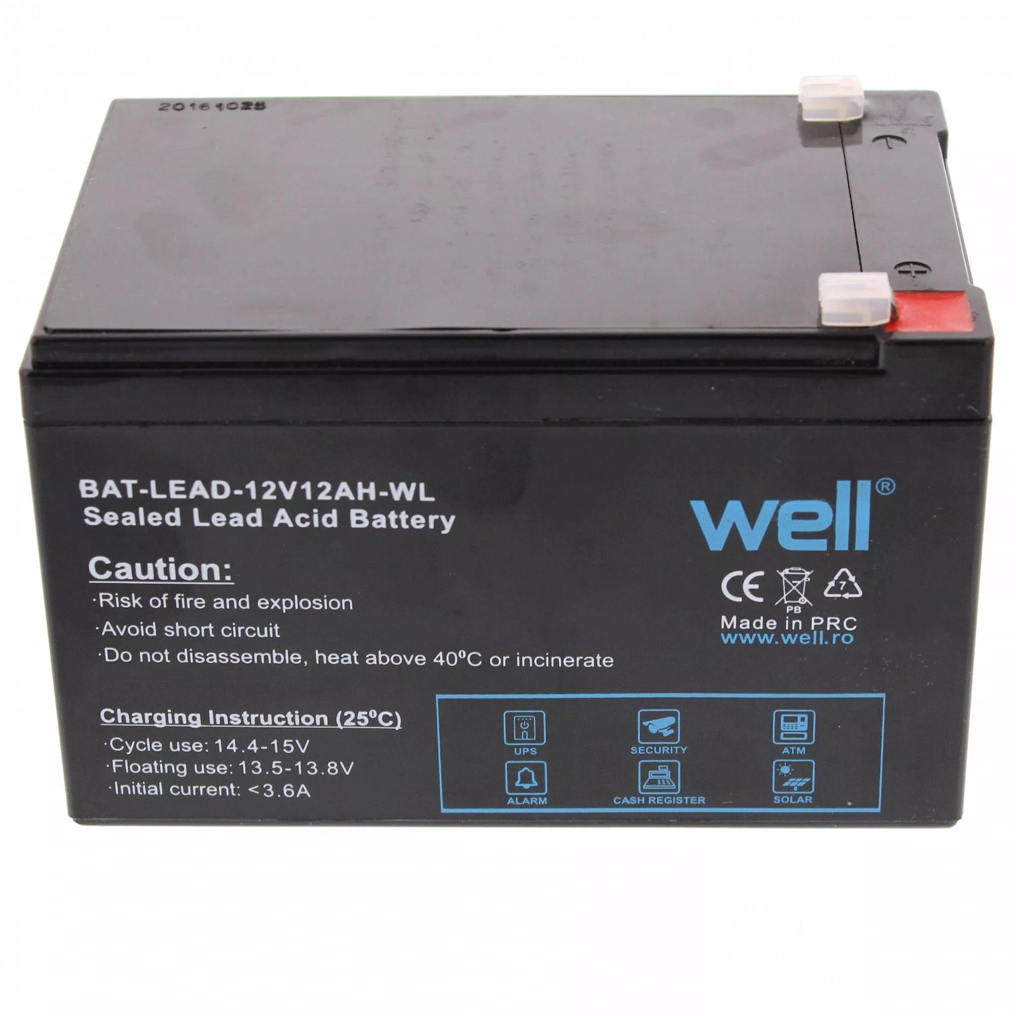 Acumulator - Acumulator plumb acid 12V 12AH borna lata T2 Well, tip SLA, AGM, garanție 6 luni, tensiune 12 V, amperaj 12 Ah