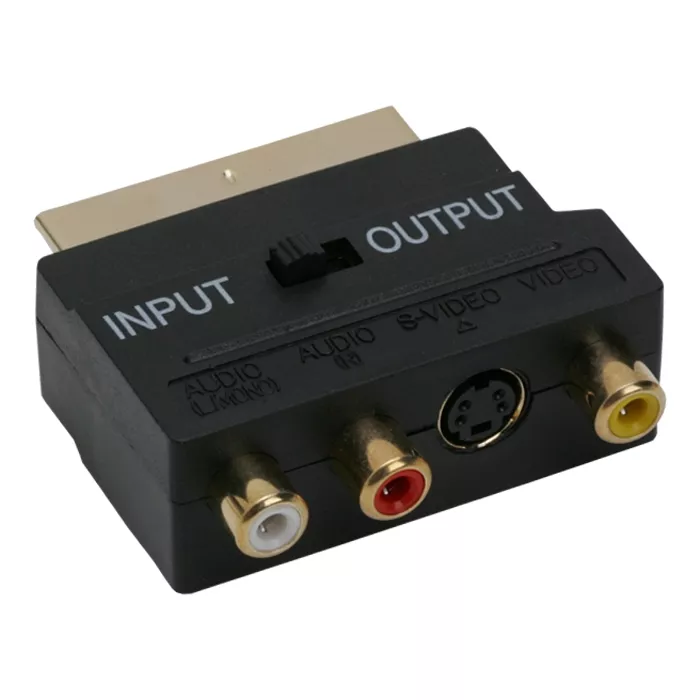 Adaptoare Scart s-video - Adaptor RCA și S-Video la Scart, placat cu aur, cu întrerupător, pentru conexiuni audio și video de calitate