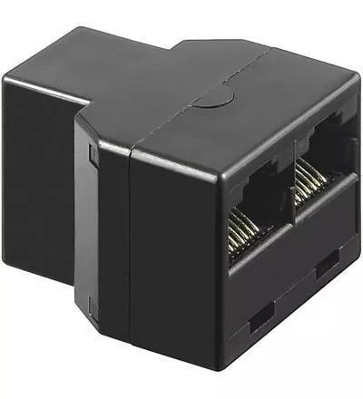Adaptoare retea RJ45 - Adaptor 8p8c ISDN RJ45 mama la 2x RJ45 mama negru Goobay, splitter, 24 luni garanție