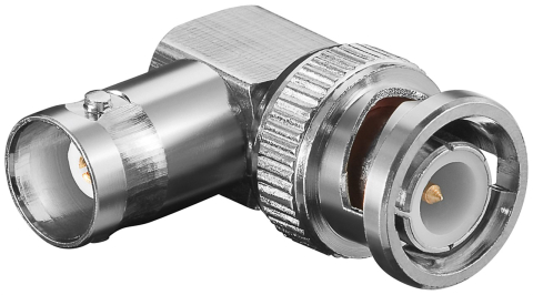 Adaptoare BNC - Adaptor 90 grade BNC tata - mama BNC contacte aurite Goobay 11345 – IoElectronice.ro