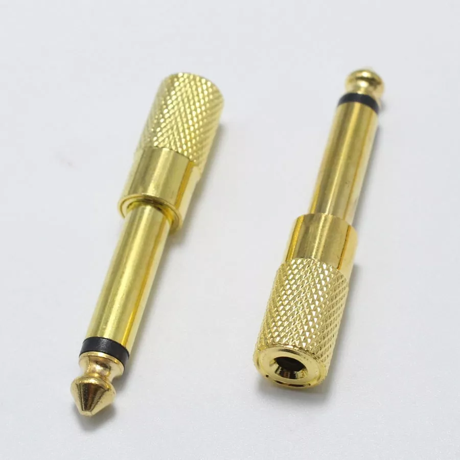 Adaptoare Jack - Adaptor audio aurit JACK 6.3 mm tata la 3.5 mm mono, placat cu aur, pentru microfon și căști