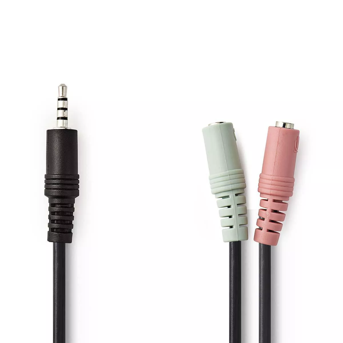 Adaptoare-convertoare - Adaptor audio Jack 3.5 mm tata - 2x 3.5 mm mama 0.2m negru NEDIS 4 pini stereo