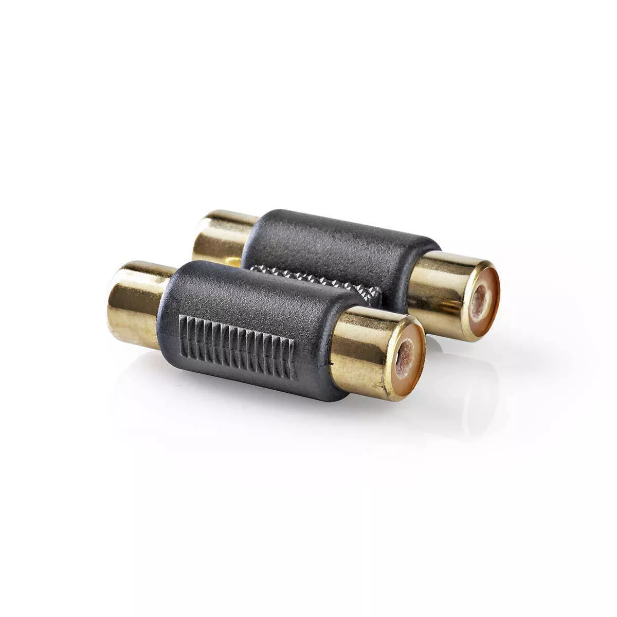 Adaptoare RCA - Adaptor audio stereo RCA mama aurit, negru, 2x RCA la 2x RCA, Nedis, calitate superioară