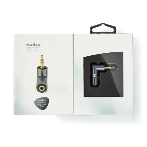 Adaptor audio stereo 3.5mm Jack 90° metal, aurit, pentru smartphone și difuzoare, durabil și compatibil universal [1]
