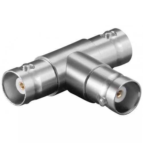 Adaptoare BNC - Adaptor BNC la 2x BNC mama T contacte aurite Goobay - IoElectronice.ro