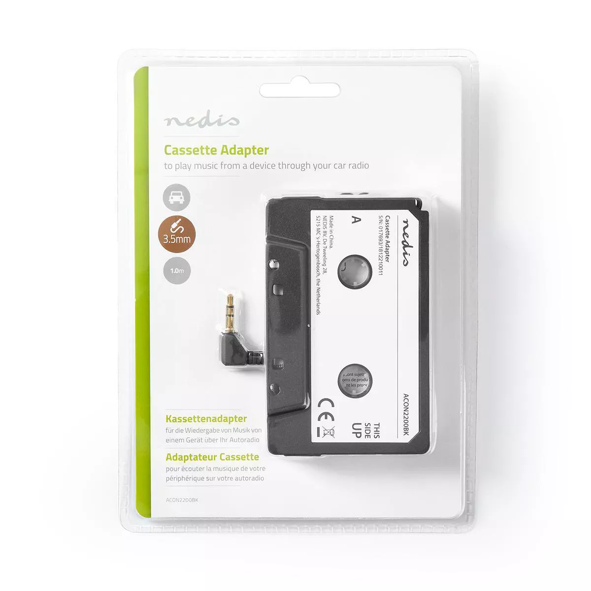 Adaptor Casetă Auto Jack 3.5 mm Nedis - Conexiune Ușoară pentru Muzică de Calitate [1]