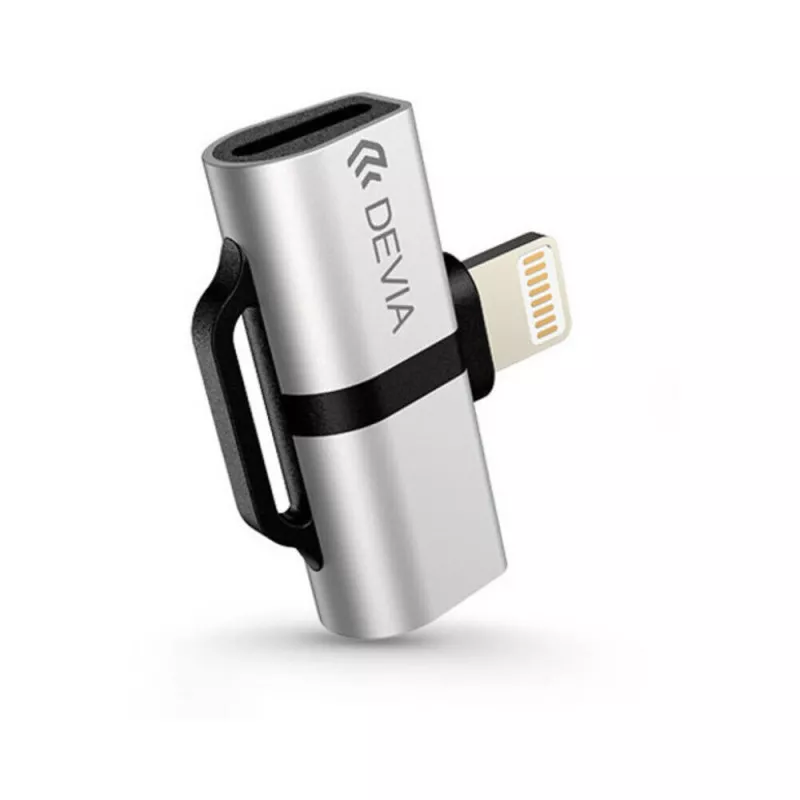 Cabluri telefon-tableta - Adaptor conector Lightning iPhone - 2x iPhone Aluminiu Devia 326530 – IoElectronice.ro