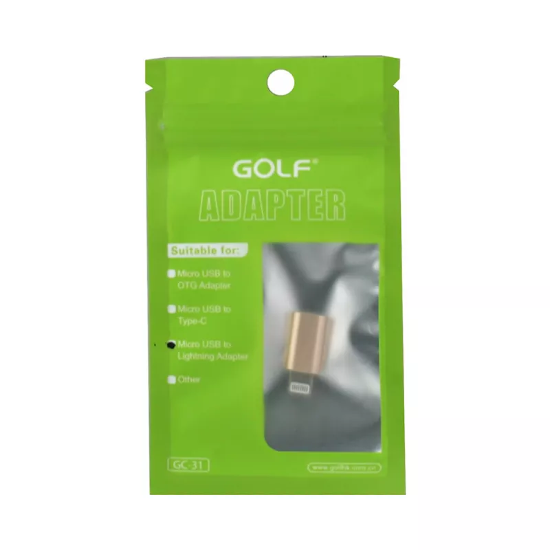 Adaptor conector Micro USB la Lightning Golf auriu pentru iPhone, compatibilitate Apple, conector mama-tata [2]