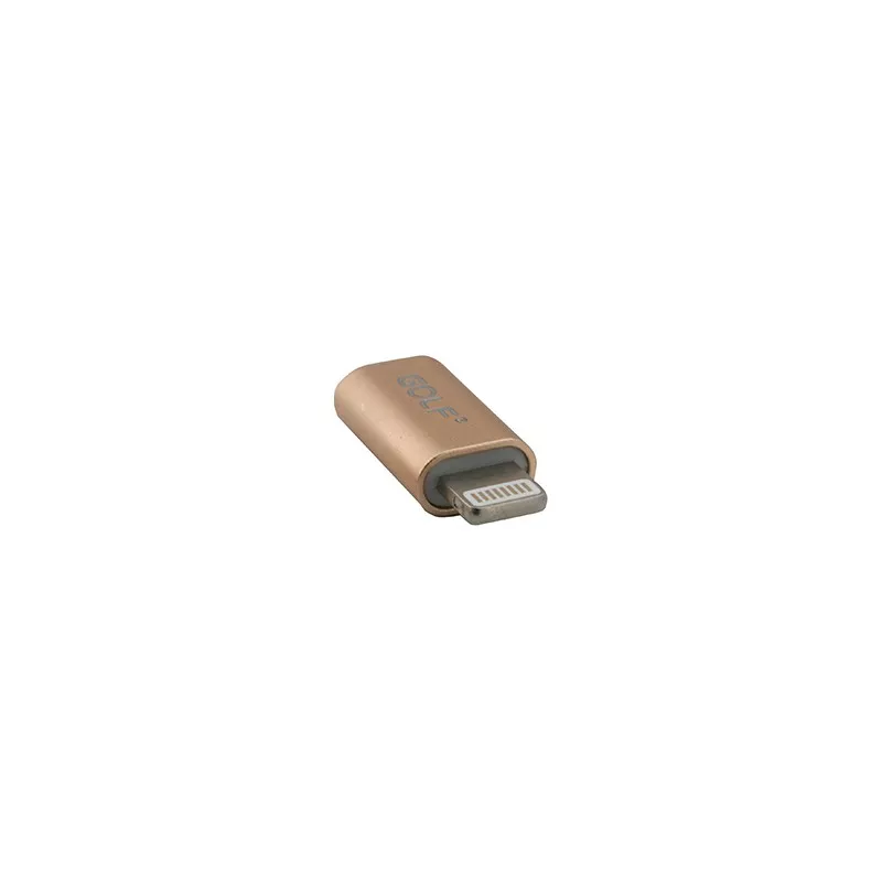 Adaptor conector Micro USB la Lightning Golf auriu pentru iPhone, compatibilitate Apple, conector mama-tata [1]