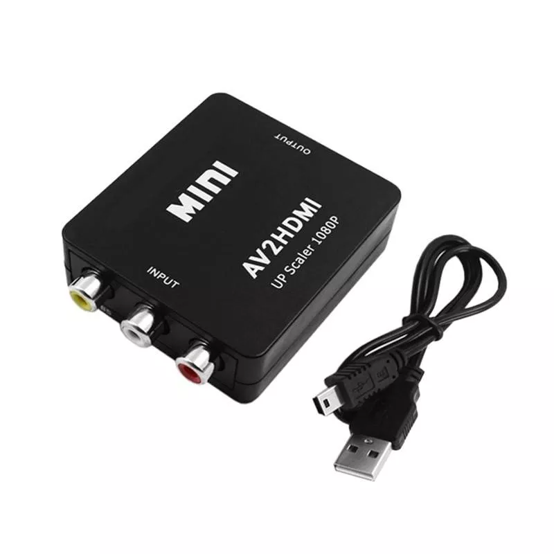 Adaptoare RCA - Adaptor convertor AV 3x RCA la HDMI – Convertor semnal digital, cablu mini USB, negru