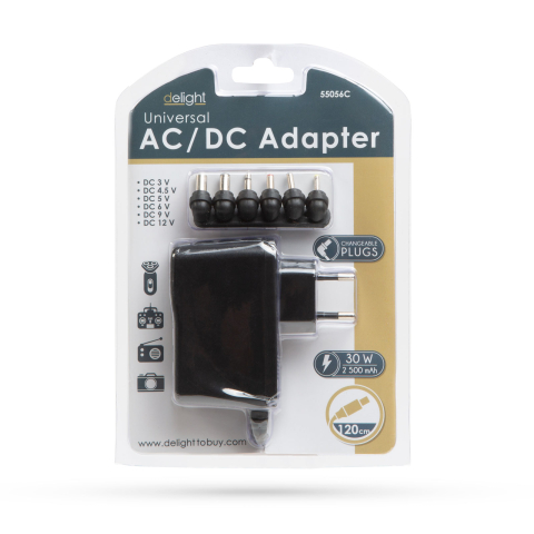 Adaptor de rețea universal 2500mA 3V 4.5V 5V 6V 9V 12V CC Delight 55056C negru [1]