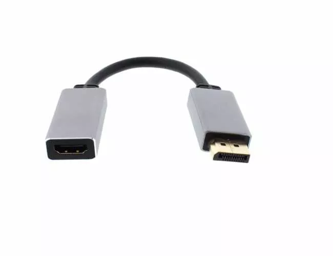 Adaptoare DisplayPort - Adaptor DisplayPort la HDMI 4K 60Hz, activ, placat cu aur, pentru computer, culoare antracit