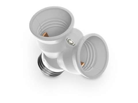 Adaptor dublu dulie E27 alb Plastrol, pentru utilizare internă, 230V, max. 180°C, 35g [1]