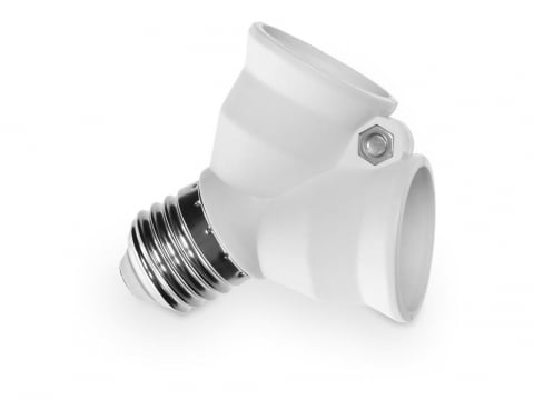 Becuri - Adaptor dublu dulie E27 alb Plastrol, pentru utilizare internă, 230V, max. 180°C, 35g