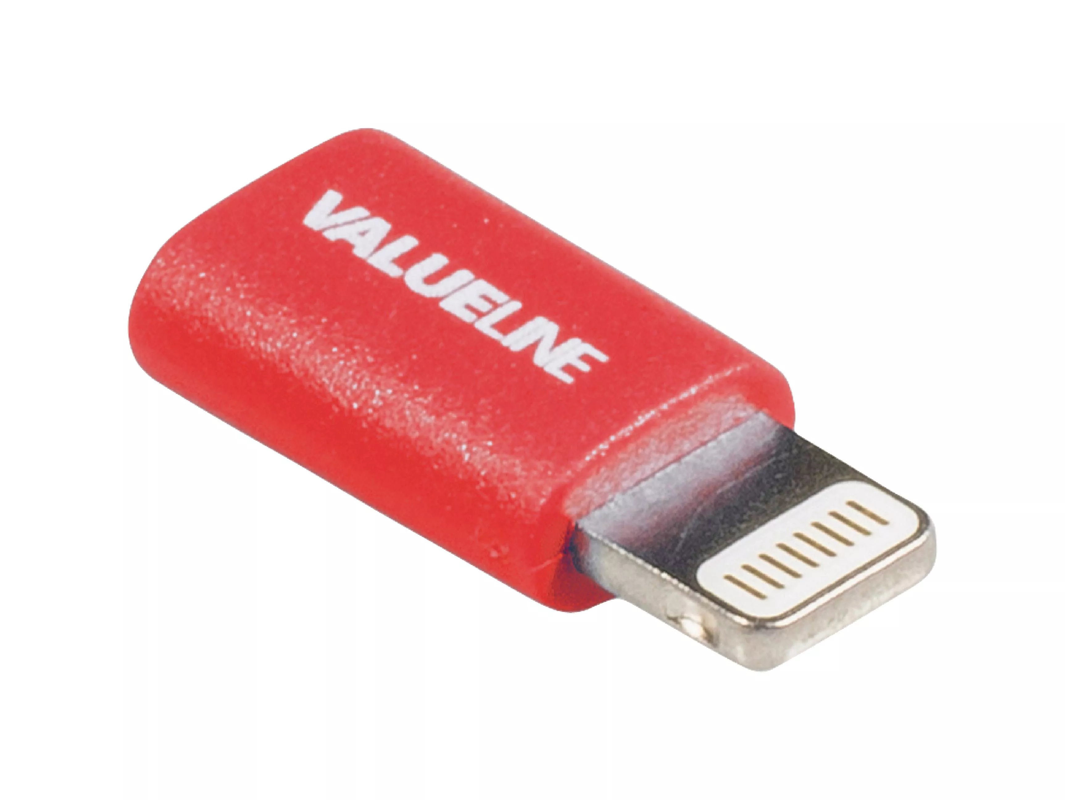 Adaptor Lightning tata - micro USB mama roșu Valueline, compatibil Apple, conector Apple și USB micro. [1]