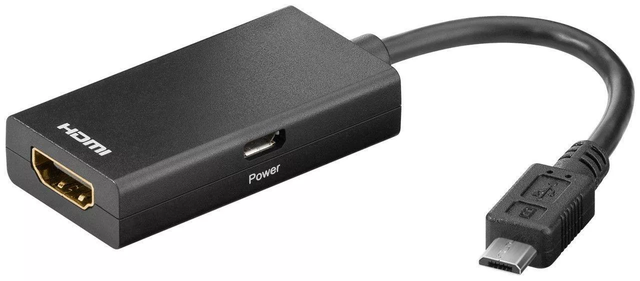 Cabluri telefon-tableta - Adaptor MHL micro USB 5 pini la HDMI și USB pentru smartphone și TV, 0,2 m, negru, Goobay