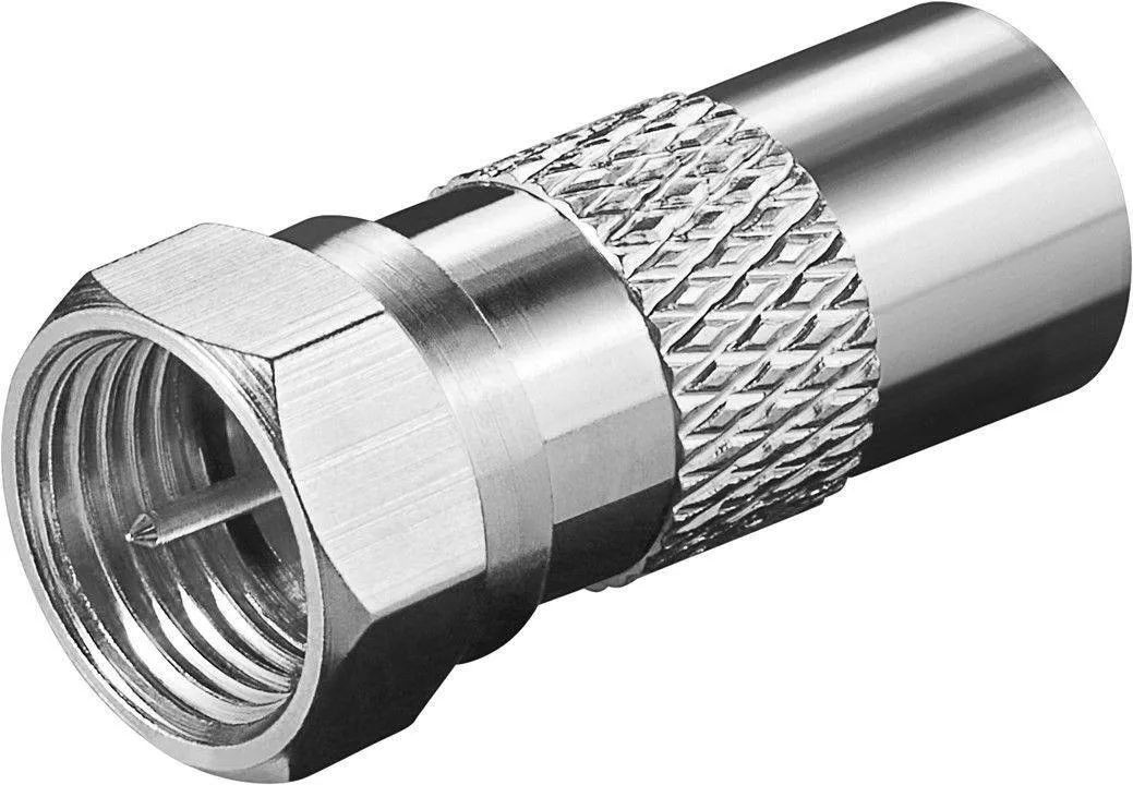Adaptor mufa cablu coaxial tata TV - F tata din cupru Goobay, conector coaxial F, 24 luni garanție [1]
