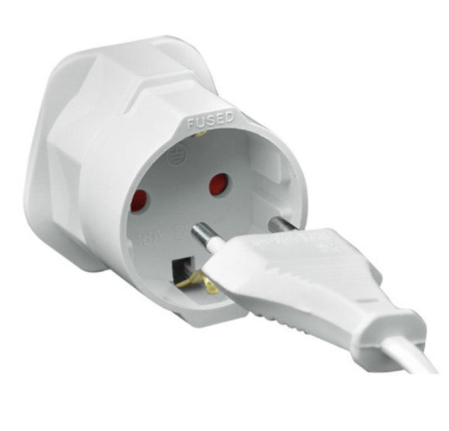 Adaptor priză EU SCHUKO la UK 13A cu pământare 2300W alb OEM [2]