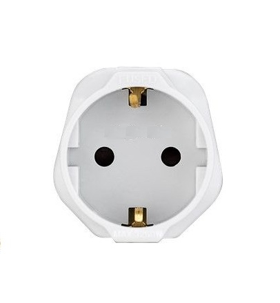 Adaptor priză EU SCHUKO la UK 13A cu pământare 2300W alb OEM [1]