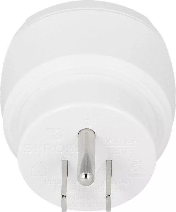 Adaptor priza EU - USA Skross 1.500203-E alb, 24 luni garanție, compatibil cu dispozitive electrice din SUA [2]