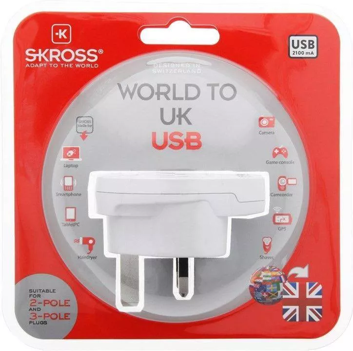 Adaptor Priza UK cu USB - Compatibil Universal, Încărcare Rapidă, Design Alb, Ideal pentru Călătorii Internaționale [3]