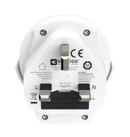 Adaptor priza universal Skross 1.500267 cu USB pentru UK, tip: universal, lungime: compact, utilizare: călătorii. [1]