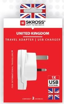 Adaptor priza universal Skross 1.500267 cu USB pentru UK, tip: universal, lungime: compact, utilizare: călătorii. [2]