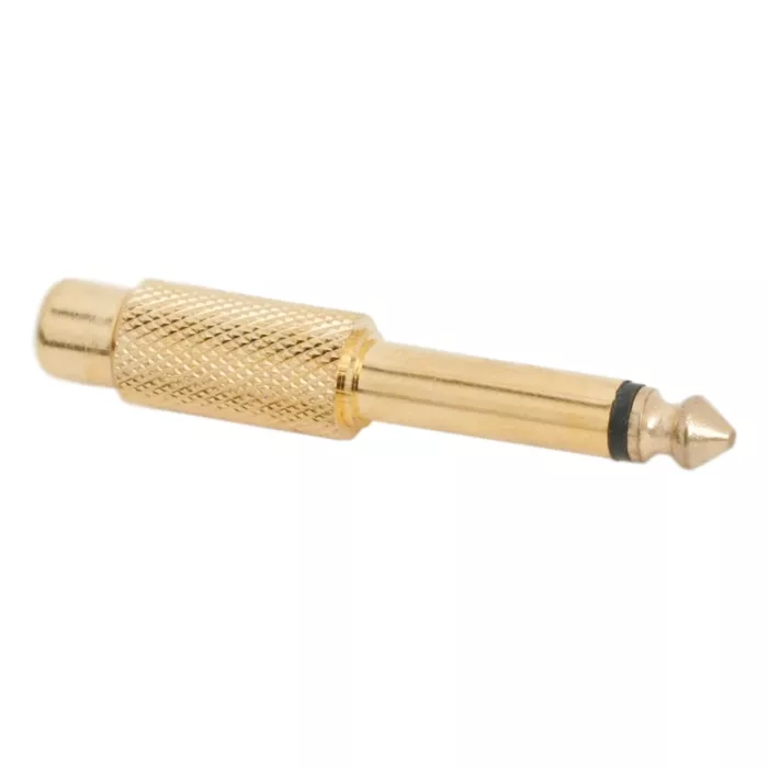 Adaptoare Jack - Adaptor RCA mama la 6.35 JACK mono tata aurit – IoElectronice.ro