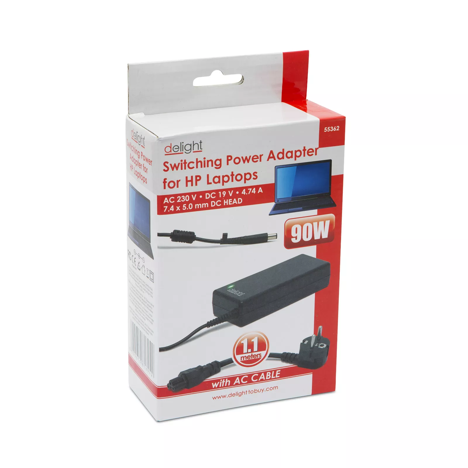 Adaptor rețea laptop HP 90W 19V 4.7A model 55362, compatibil cu laptopuri HP, cablu de alimentare 1.5m [1]
