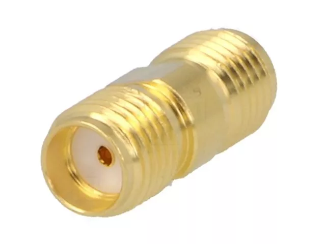 Conectica - Adaptor SMA mama din ambele părți drept 50 ohm teflon aurit Amphenol SMA7071A2-3GT50T-50